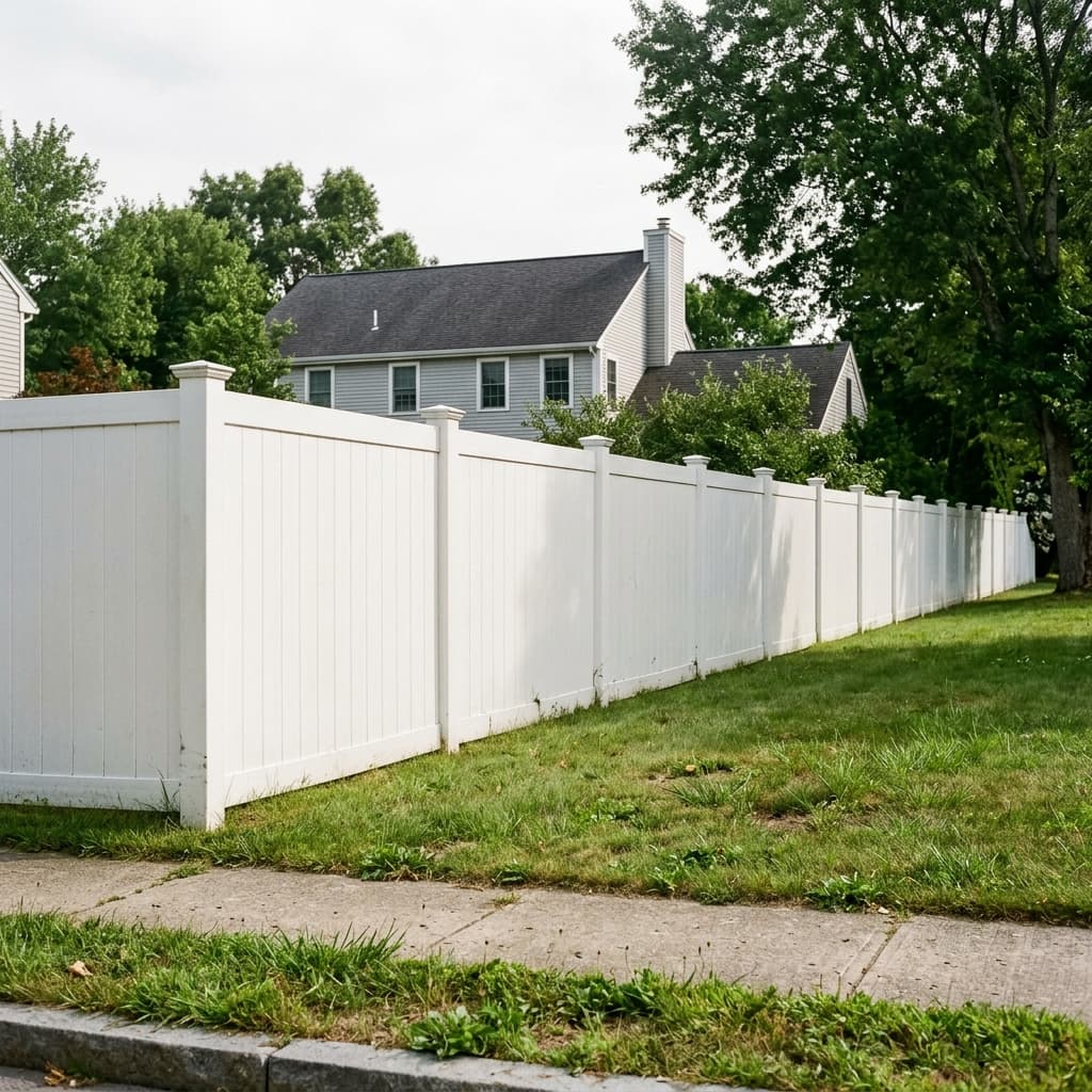 White vinyl privacy fence